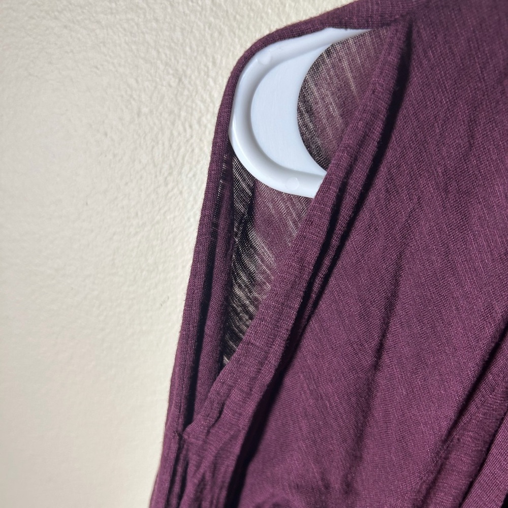 White House Black Market Plum Boho Tie-Neck Cold-Shoulder Tunic - Picture 5 of 6